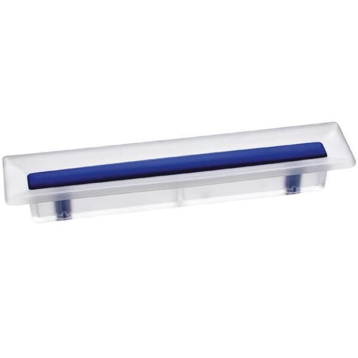 Ручка-скоба 96мм отделка транспарент матовый + синий