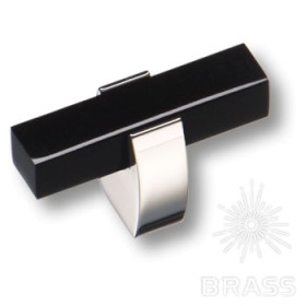 65-Chrome-Black Ручка кнопка, глянцевый хром с чёрной вставкой 65-Chrome-Black Ручка кнопка, глянцевый хром с чёрной вставкой