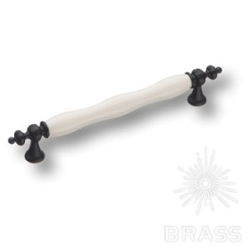 1670-85-160-000 Ручка скоба керамика с металлом, белый/чёрный 160 мм 1670-85-160-000 Ручка скоба керамика с металлом, белый/чёрный 160 мм