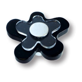 678NE Ручка кнопка детская, цветок чёрный 678NE Ручка кнопка детская, цветок чёрный