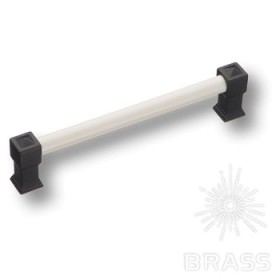 1690-85-160-000 Ручка скоба керамика с металлом, белый/чёрный 160 мм 1690-85-160-000 Ручка скоба керамика с металлом, белый/чёрный 160 мм