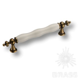 1670-40-128-000 Ручка скоба керамика с металлом, белый/старая бронза 128 мм 1670-40-128-000 Ручка скоба керамика с металлом, белый/старая бронза 128 мм