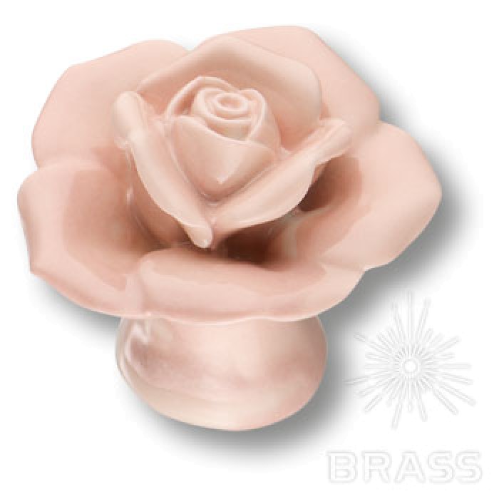 3060-PINK Ручка кнопка в форме розы, керамика ручной работы, розовый