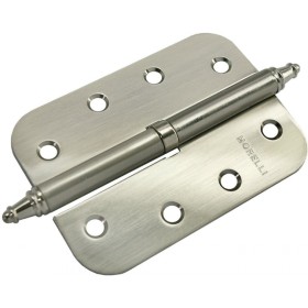 Стальные разъёмные скругленные петли Morelli с короной MS-C 100X70X2.5 SN L Цвет - Белый никель Стальные разъёмные скругленные петли Morelli с короной MS-C 100X70X2.5 SN L Цвет - Белый никель