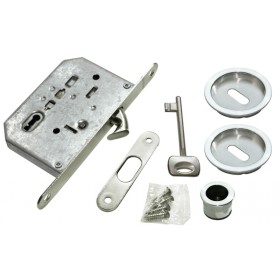 Комплект для раздвижных дверей купе Morelli MHS-1 L SC Матовый хром, под кабинетный ключ Комплект для раздвижных дверей купе Morelli MHS-1 L SC Матовый хром, под кабинетный ключ