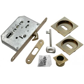 Комплект для раздвижных дверей купе Morelli MHS-2 L AB Античная бронза, под кабинетный ключ