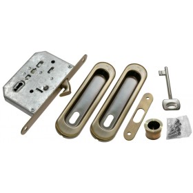 Комплект для раздвижных дверей купе Morelli MHS150 L AB Античная бронза, под кабинетный ключ