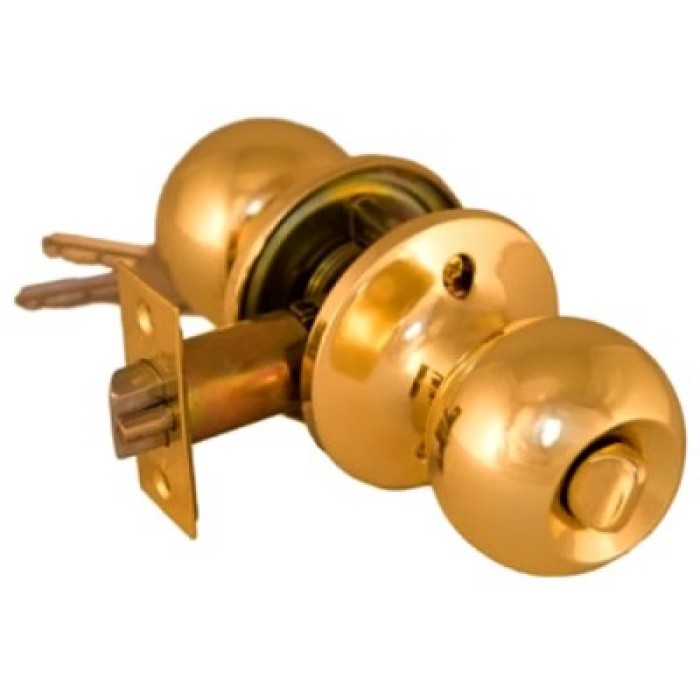 Дверная ручка-кноб Palidore 607PB ET с ключом полированное золото