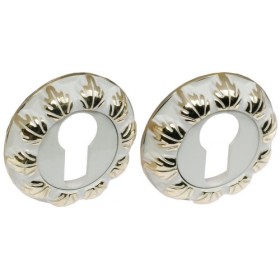 Накладка на цилиндр декоративная Renz RENZ white ET 10 W/GP белый/ золото блестящее 