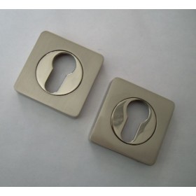 Накладка квадратная на цилиндр Renz ЕТ 02 никель матовый/никель блестящий