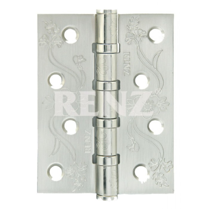 Петля стальная декор-цветок RENZ 100*75*2,5, 4 подш., никель матовый