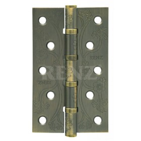 Петля стальная декор-цветок RENZ 125*75*2,5, 4 подш., бронза античная матовая Петля стальная декор-цветок RENZ 125*75*2,5, 4 подш., бронза античная матовая