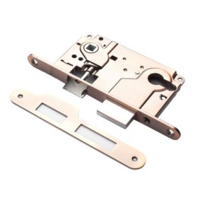 Замок врезной Renz LBB 8550-2/1, 1 большой ригель и защелка, медь античная Замок врезной Renz LBB 8550-2/1, 1 большой ригель и защелка, медь античная