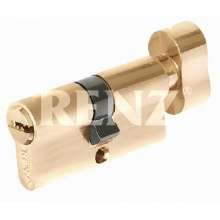 Ключевой цилиндр RENZ 60 мм ключ-завертка CS 60-H PB латунь блестящая