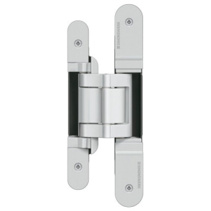 Петля скрытая SIMONSWERK Tectus TE 380 3D F1 (полиэфирное покрытие под матовый хром) для дверей с фальцем, вес полотна до 60кг 