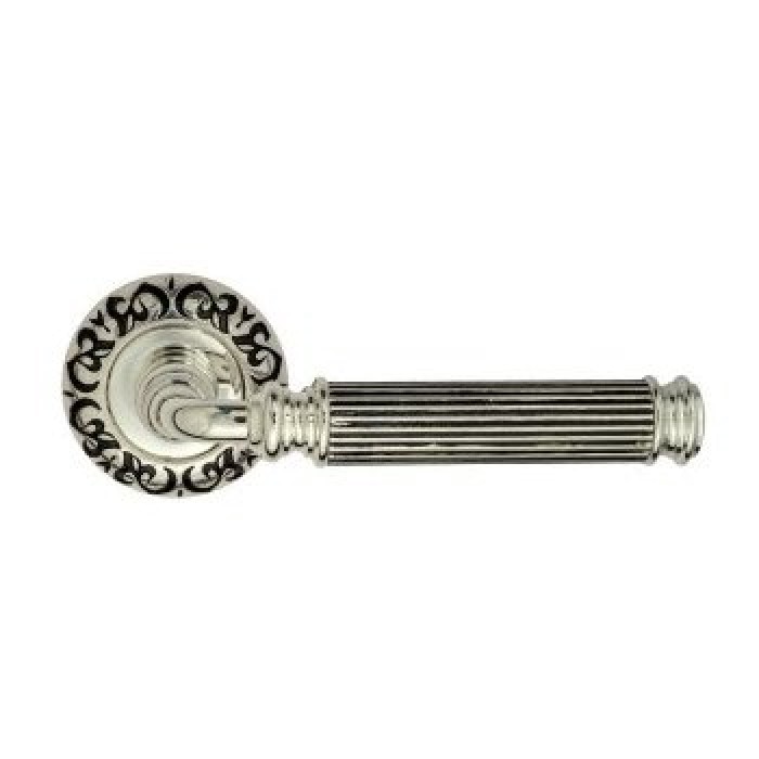 Дверная ручка Venezia Mosca D4 натуральное серебро + черный