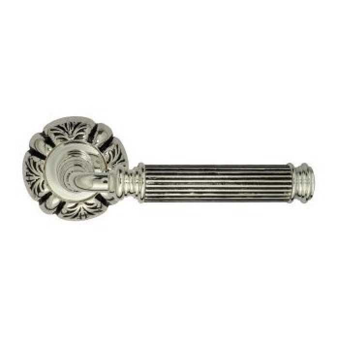 Дверная ручка Venezia Mosca D5 натуральное серебро + черный