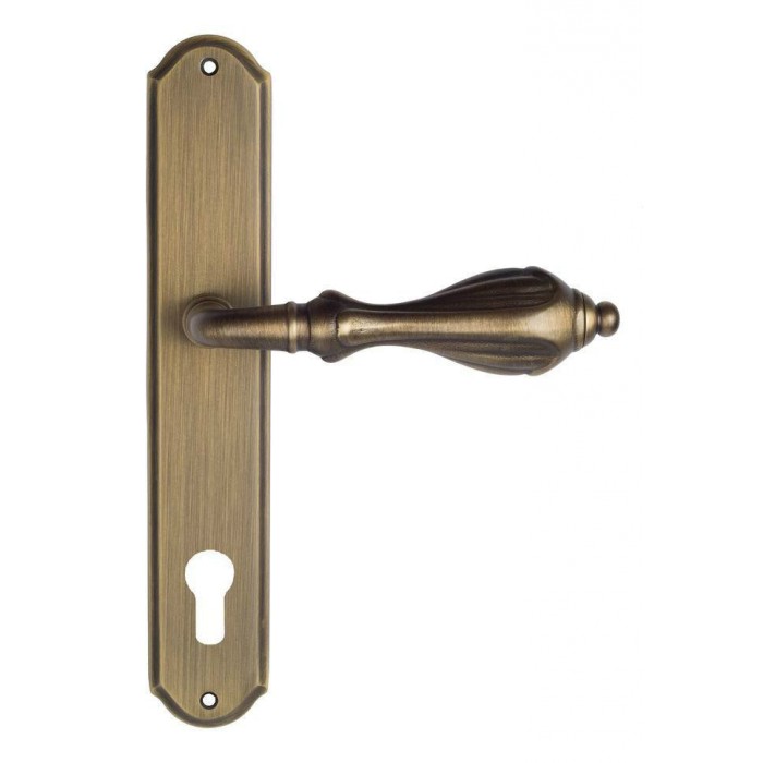 Дверная ручка Venezia ANAFESTO CYL на планке PL02 матовая бронза