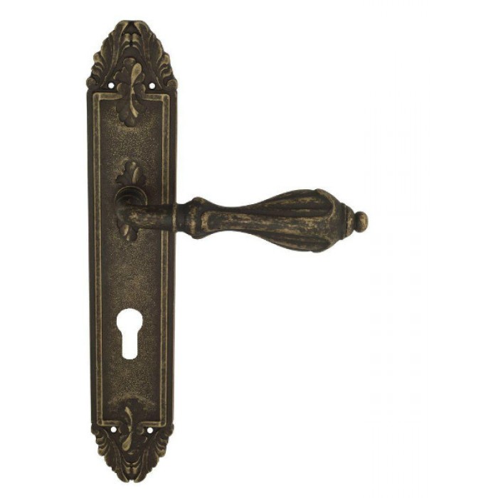 Дверная ручка Venezia ANAFESTO CYL на планке PL90 античная бронза