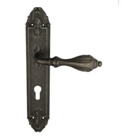 Дверная ручка Venezia ANAFESTO CYL на планке PL90 античное серебро