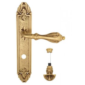 Дверная ручка Venezia ANAFESTO WC-4 на планке PL90 французское золото + коричневый
