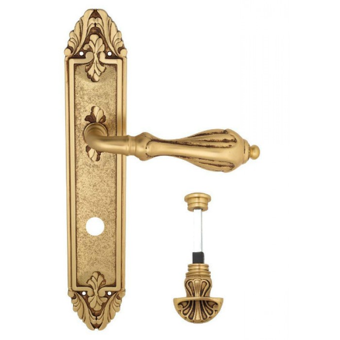 Дверная ручка Venezia ANAFESTO WC-4 на планке PL90 французское золото + коричневый