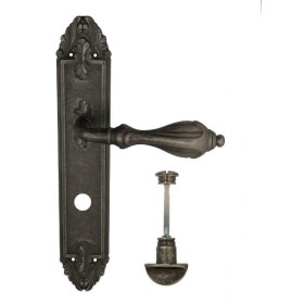 Дверная ручка Venezia ANAFESTO WC-2 на планке PL90 античное серебро