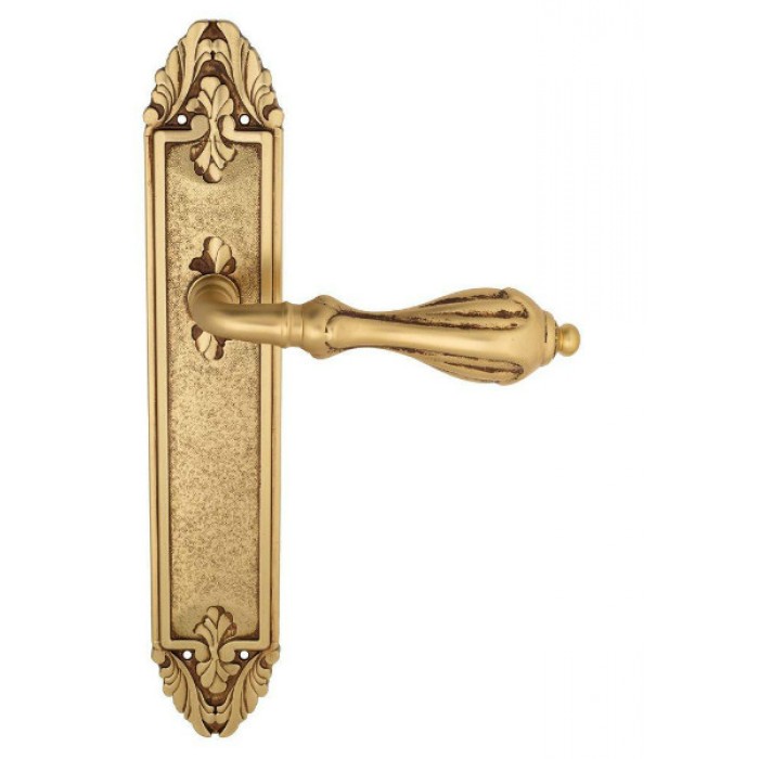 Дверная ручка Venezia ANAFESTO на планке PL90 французское золото + коричневый