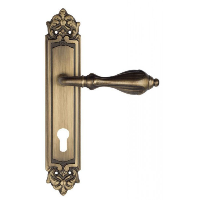 Дверная ручка Venezia ANAFESTO CYL на планке PL96 матовая бронза