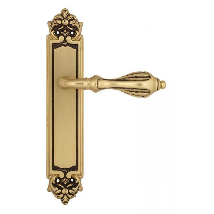 Дверная ручка Venezia ANAFESTO на планке PL96 французское золото + коричневый