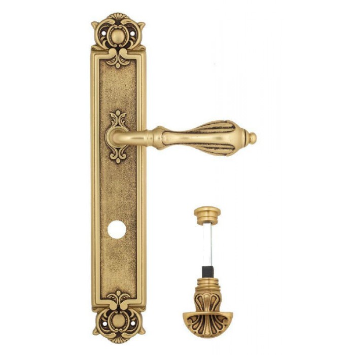 Дверная ручка Venezia ANAFESTO WC-4 на планке PL97 французское золото + коричневый