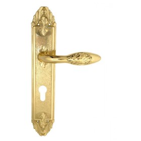 Дверная ручка Venezia CASANOVA CYL на планке PL90 полированная латунь