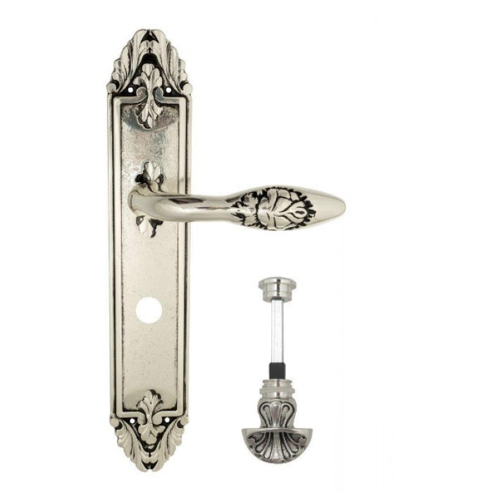 Дверная ручка Venezia CASANOVA WC-4 на планке PL90 натурально серебро + черный