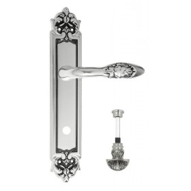 Дверная ручка Venezia CASANOVA WC-4 на планке PL96 натуральное серебро + черный