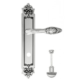 Дверная ручка Venezia CASANOVA WC-2 на планке PL96 натурально серебро + черный