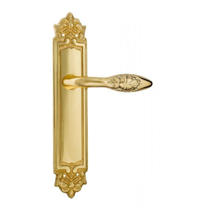 Дверная ручка Venezia CASANOVA на планке PL96 полированная латунь