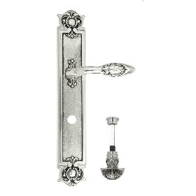 Дверная ручка Venezia CASANOVA WC-4 на планке PL97 натуральное серебро + черный