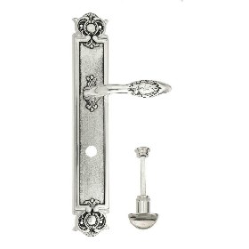 Дверная ручка Venezia CASANOVA WC-2 на планке PL97 натурально серебро + черный