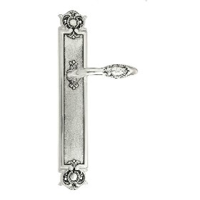 Дверная ручка Venezia CASANOVA на планке PL97 натуральное серебро + черный