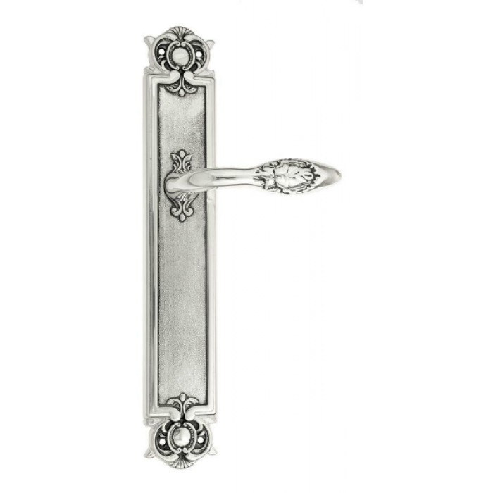 Дверная ручка Venezia CASANOVA на планке PL97 натуральное серебро + черный