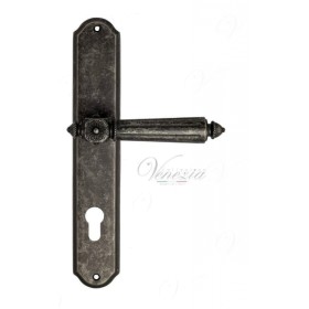 Дверная ручка Venezia CASTELLO CYL на планке PL02 античное серебро