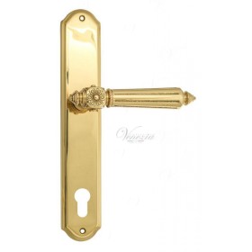 Дверная ручка Venezia CASTELLO CYL на планке PL02 полированная латунь