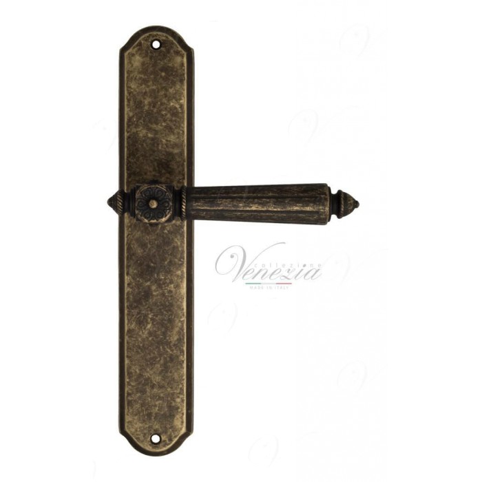 Дверная ручка Venezia CASTELLO на планке PL02 античная бронза