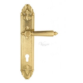 Дверная ручка Venezia CASTELLO CYL на планке PL90 полированная латунь