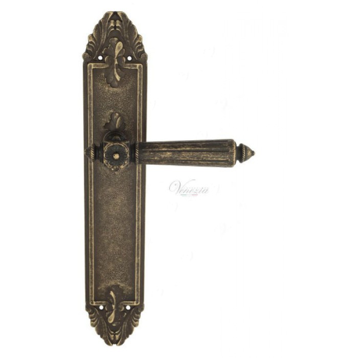 Дверная ручка Venezia CASTELLO на планке PL90 античная бронза