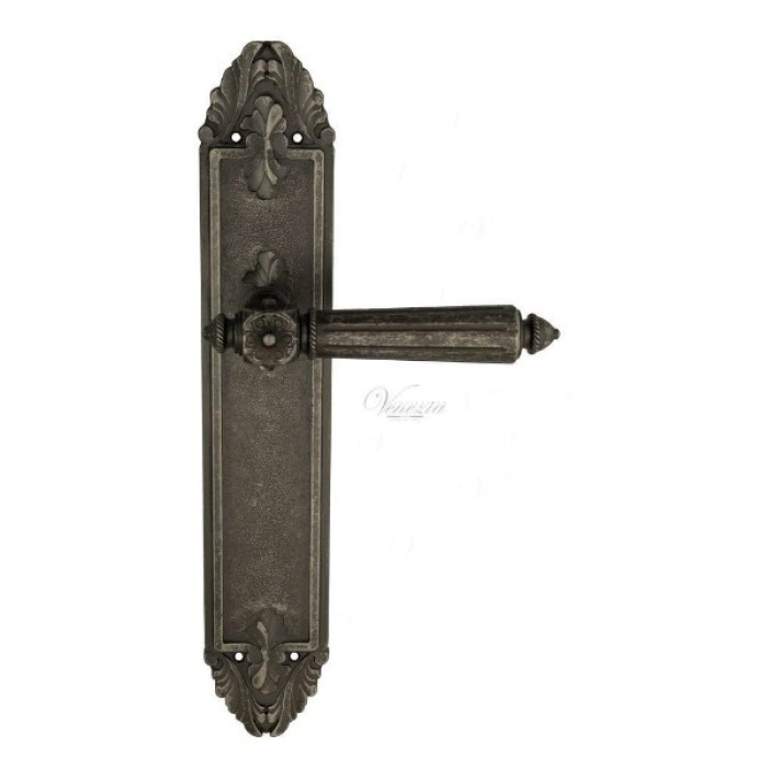 Дверная ручка Venezia CASTELLO на планке PL90 античное серебро