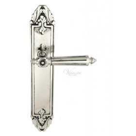 Дверная ручка Venezia CASTELLO на планке PL90 натуральное серебро + черный