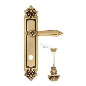 Дверная ручка Venezia CASTELLO WC-4 на планке PL96 французское золото + коричневый