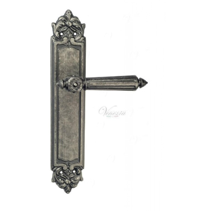 Дверная ручка Venezia CASTELLO на планке PL96 античное серебро