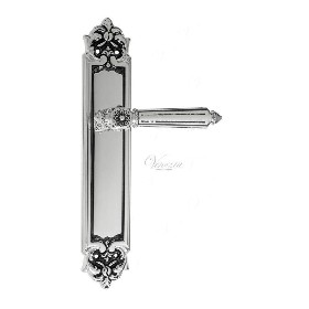 Дверная ручка Venezia CASTELLO на планке PL96 натуральное серебро + черный